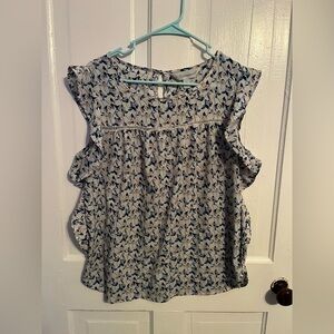 Light blue and pink floral top